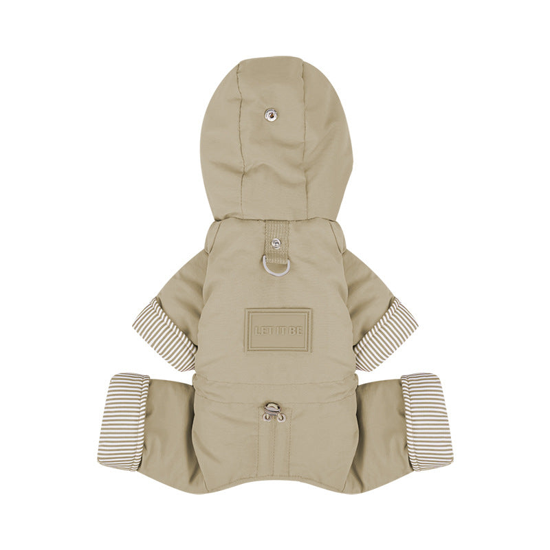 pet Cotton Jacket Winter Warm Small to Medium Dogs Hooded Windproof Waterproof Leash dog Clothes