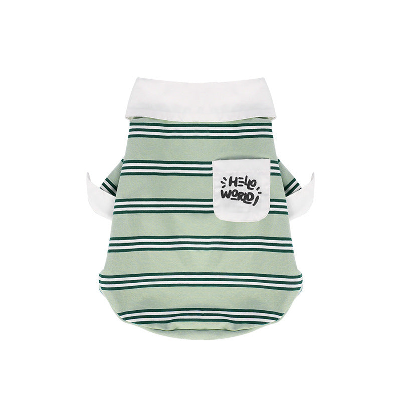 pet Four Season Striped Lapel Base Layer Poloschnauzer Corgi Fashion dog Clothes Wholesale