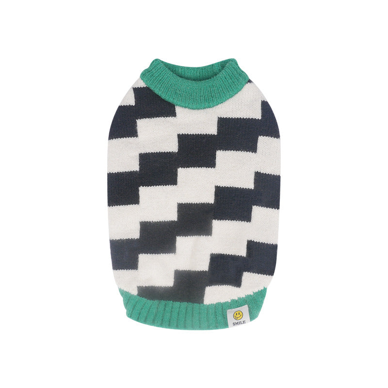 Fall Winter pet Clothing dog Sweater Plaid Warm Versatile Pomeranian Bichon