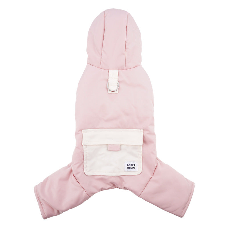 dog Fall Winter Four Leg Cotton Jacket Color Block Leash-friendly Thickened Cotton Jacket Teddy Small Dogs dog Clothes Wholesale
