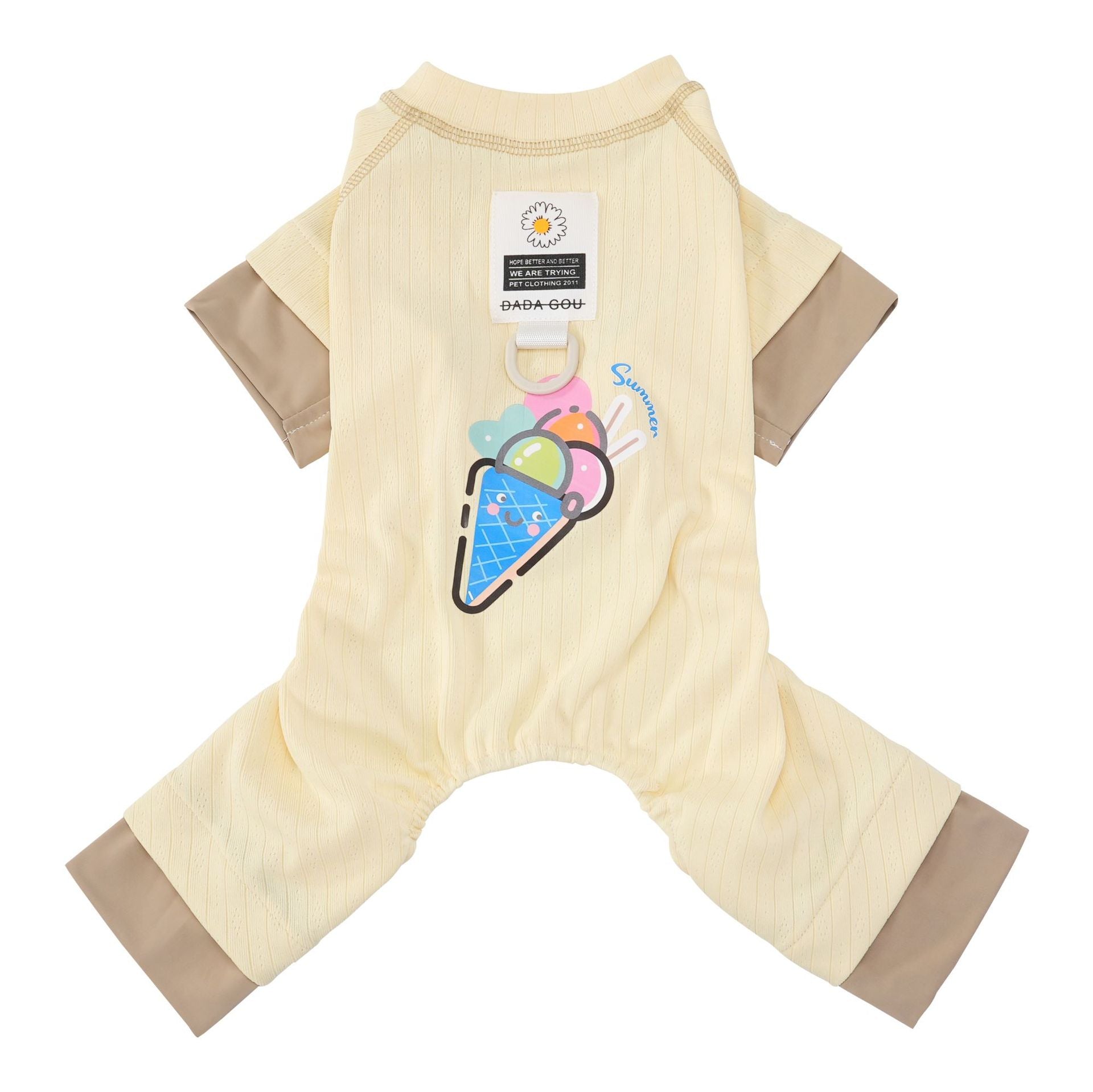 Pet apparel, dog clothes, four-legged outfit, korean style, new spring/summer collection, 26 ice cream print, four-legged design