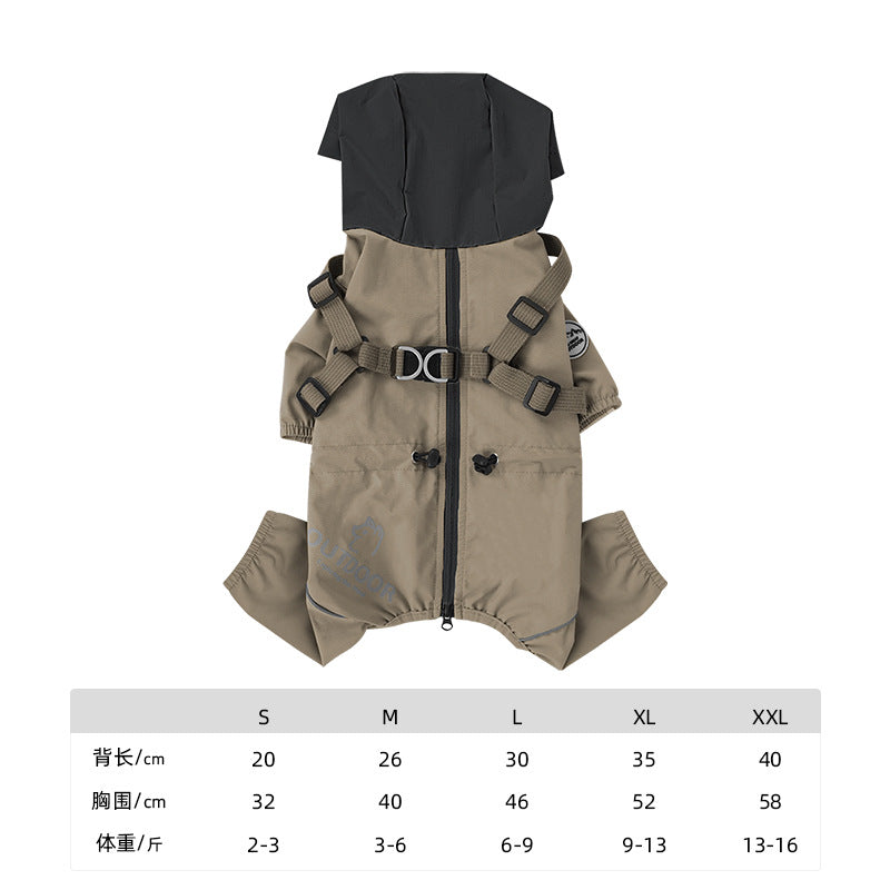 Cross Border pet Clothing dog Raincoat Leash-friendly Waterproof Outdoor Windbreaker