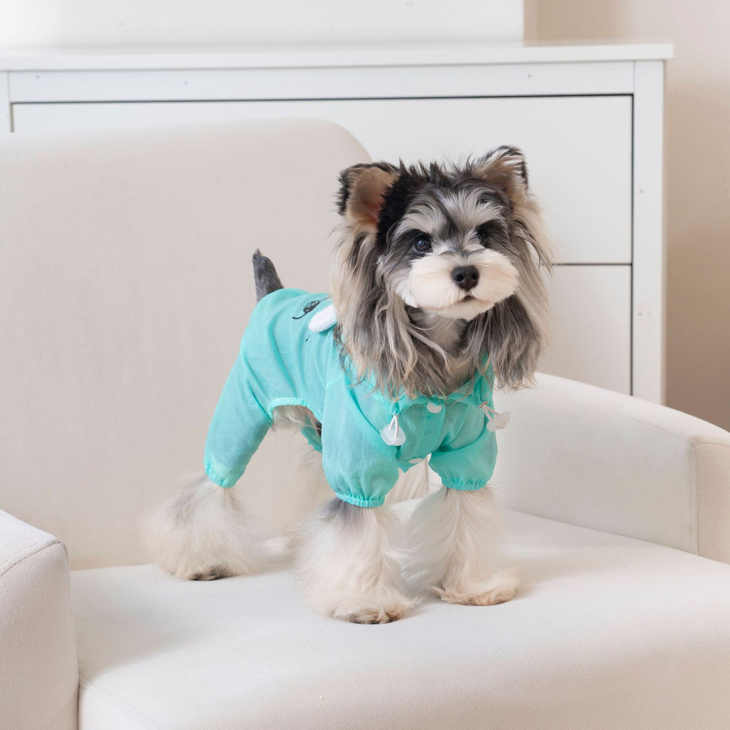 Pet apparel waterproof pet clothes dog clothes four-legged suit spring/summer new 1.3kg color hooded skin suit