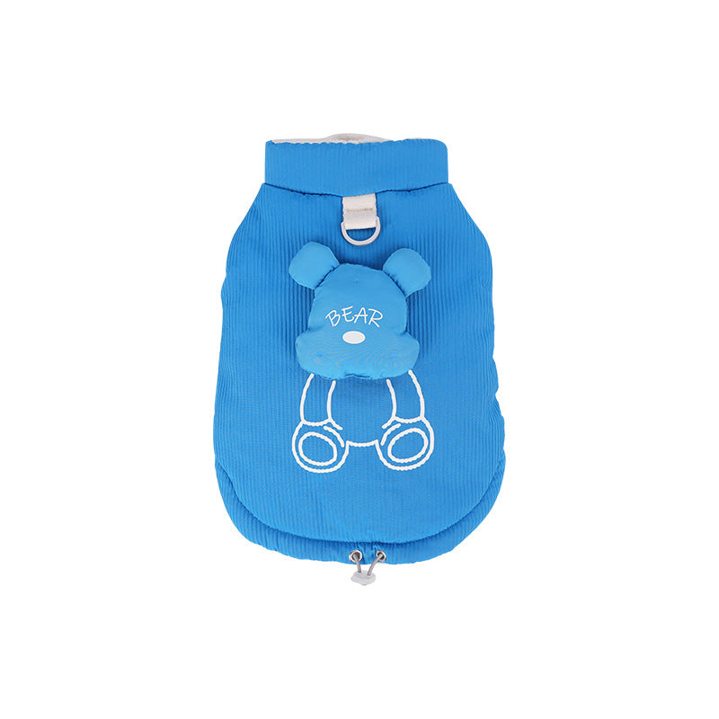 pet Clothes Fall Winter Warm Leash-friendly Cotton Jacket Schnauzer Bichon Sleeveless dog Clothes Wholesale