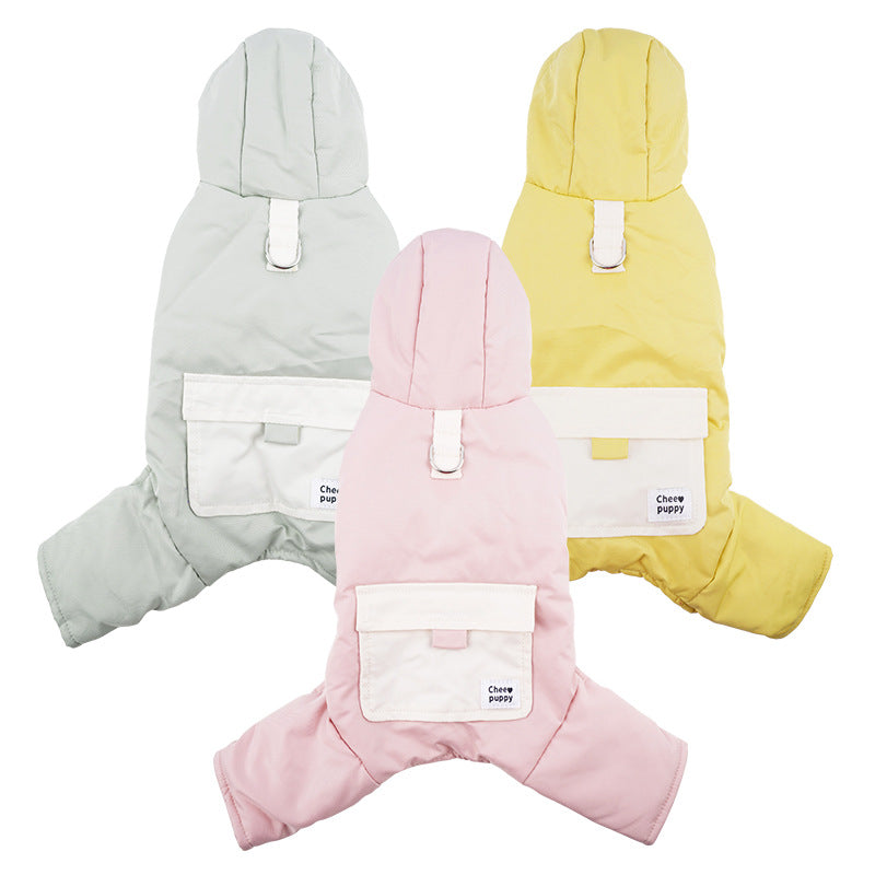 dog Fall Winter Four Leg Cotton Jacket Color Block Leash-friendly Thickened Cotton Jacket Teddy Small Dogs dog Clothes Wholesale