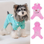 Pet apparel waterproof pet clothes dog clothes four-legged suit spring/summer new 1.3kg color hooded skin suit