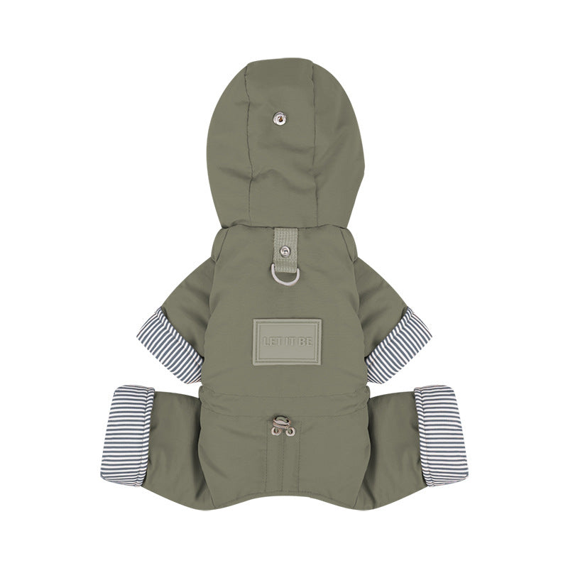 pet Cotton Jacket Winter Warm Small to Medium Dogs Hooded Windproof Waterproof Leash dog Clothes