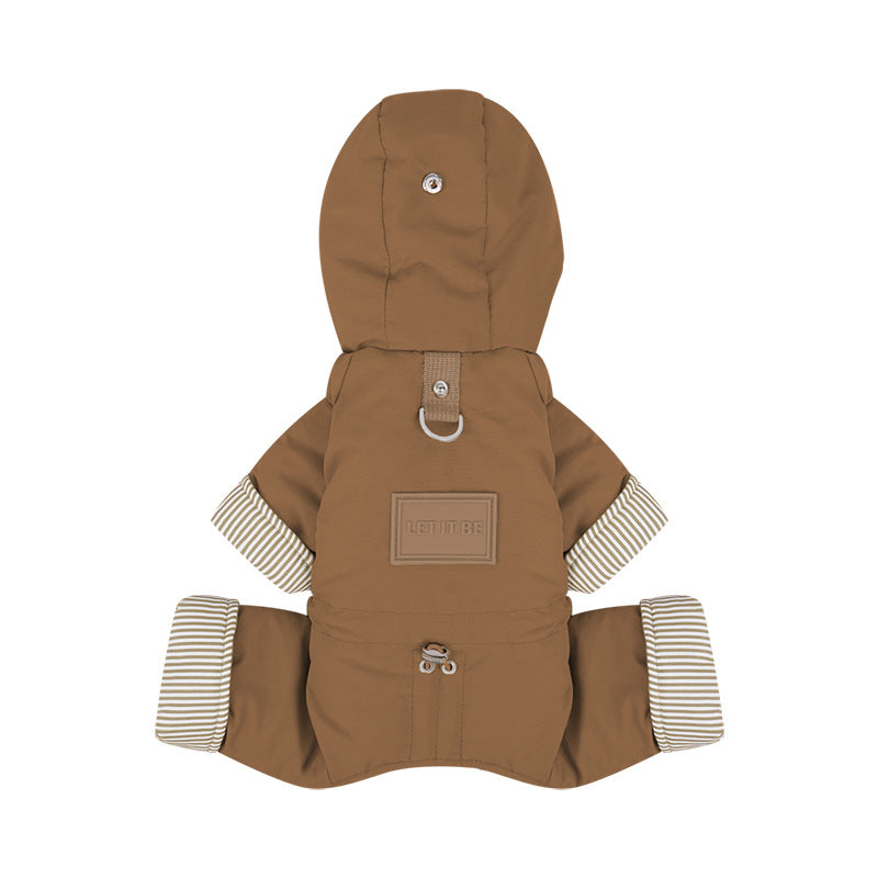 pet Cotton Jacket Winter Warm Small to Medium Dogs Hooded Windproof Waterproof Leash dog Clothes