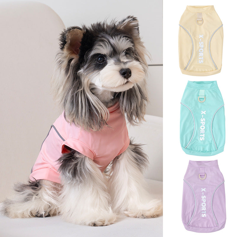 Pet clothes dog clothes pet apparel spring/summer new reflective pet t-shirt luminous 26 reflective sports t-shirt