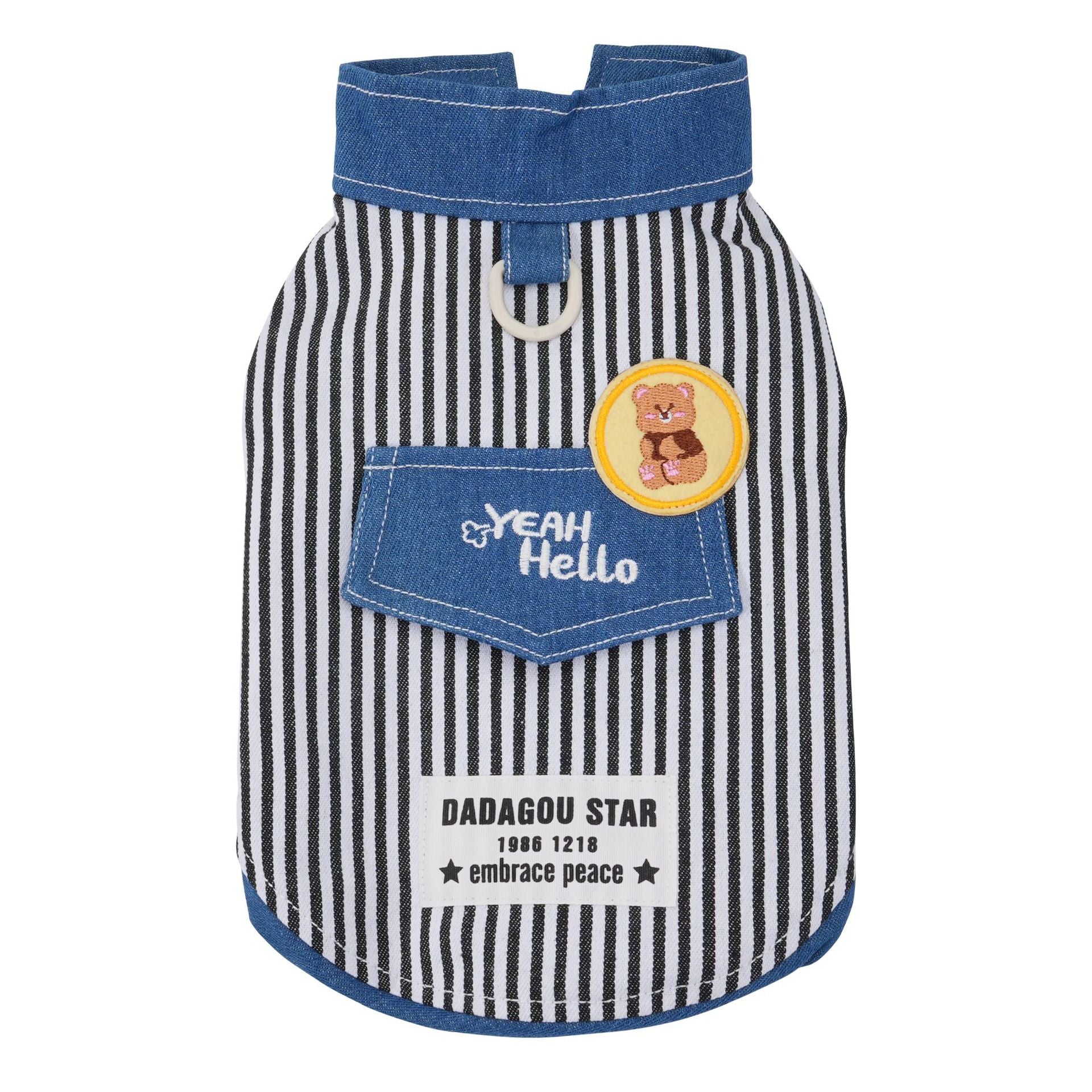 Pet clothes dog cat clothes breathable denim pet clothing spring and summer new pet 26 stripe denim jacket