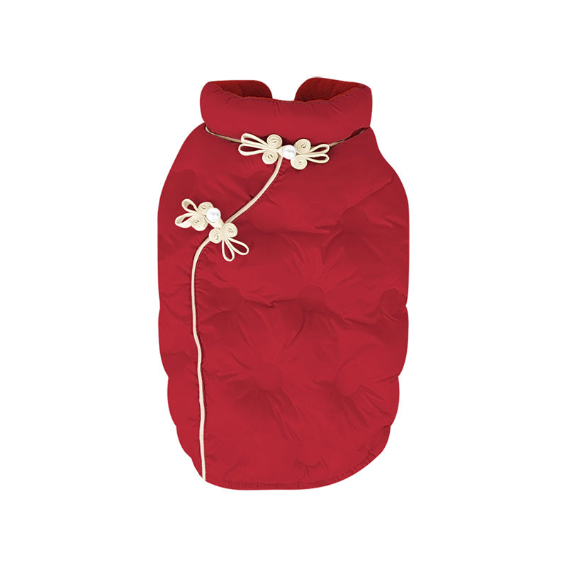 Chinese Style dog Cotton Jacket Vest Fall Winter Warm New Year Multiple Colors Available Fashion pet Sleeveless