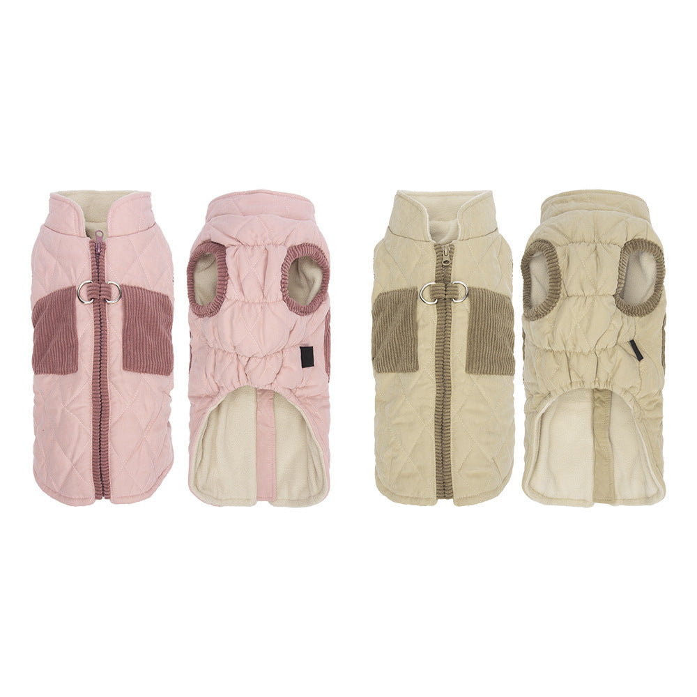 Autumn Winter Diamond Quilted Warm Fleece Large dog Cotton Jacket