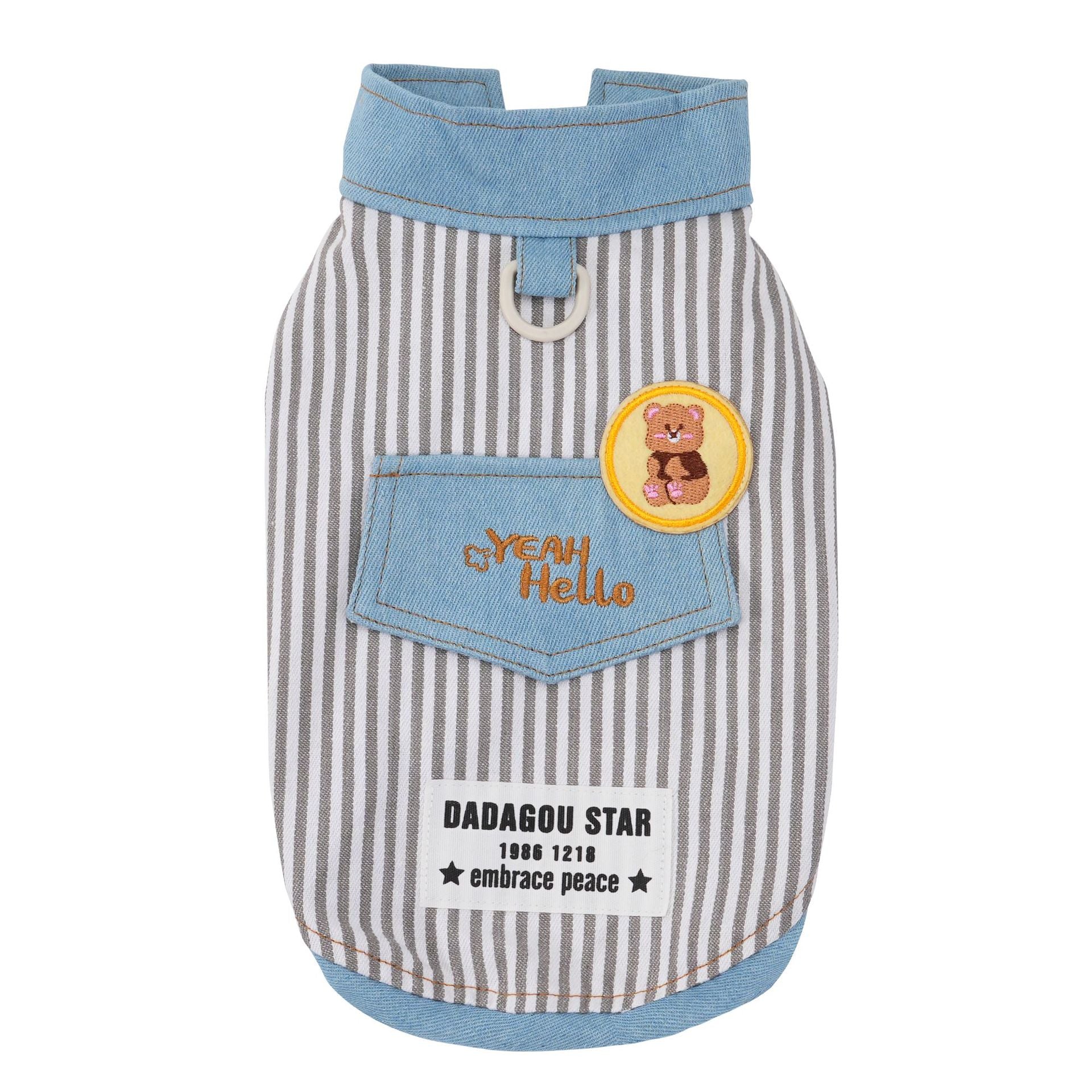 Pet clothes dog cat clothes breathable denim pet clothing spring and summer new pet 26 stripe denim jacket