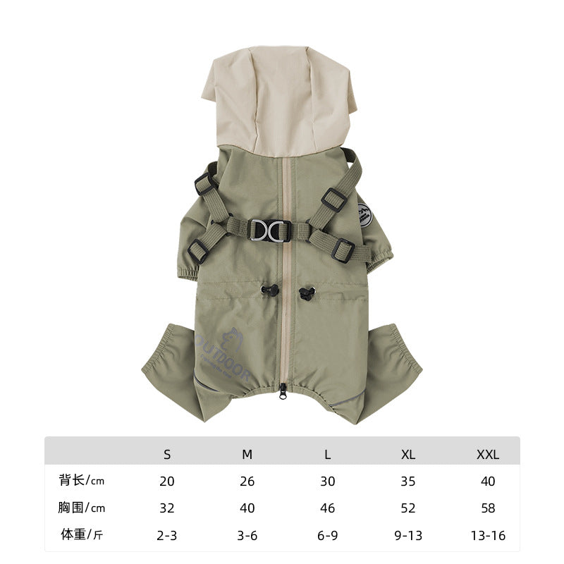 Cross Border pet Clothing dog Raincoat Leash-friendly Waterproof Outdoor Windbreaker