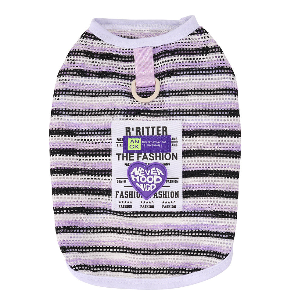 Pet clothes dog clothes pet apparel spring/summer new pet vest 26 korean style mesh striped vest