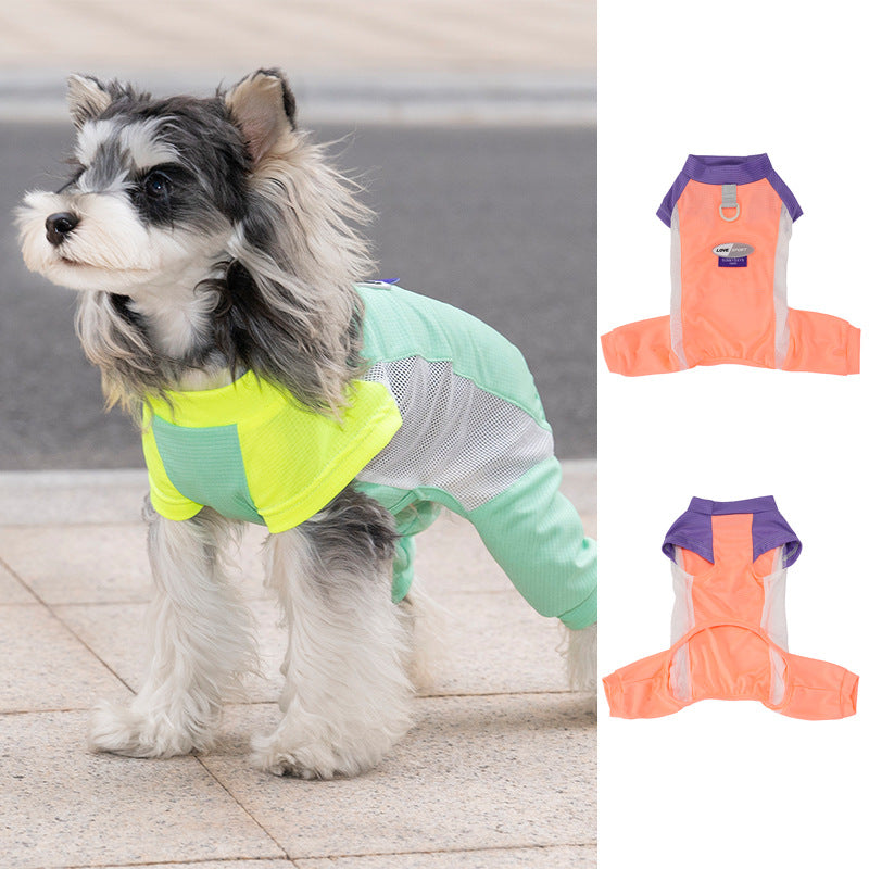 Pet apparel, dog clothes, four-legged outfit, korean style spring/summer new arrival, 26-piece mesh sports four-leg suit