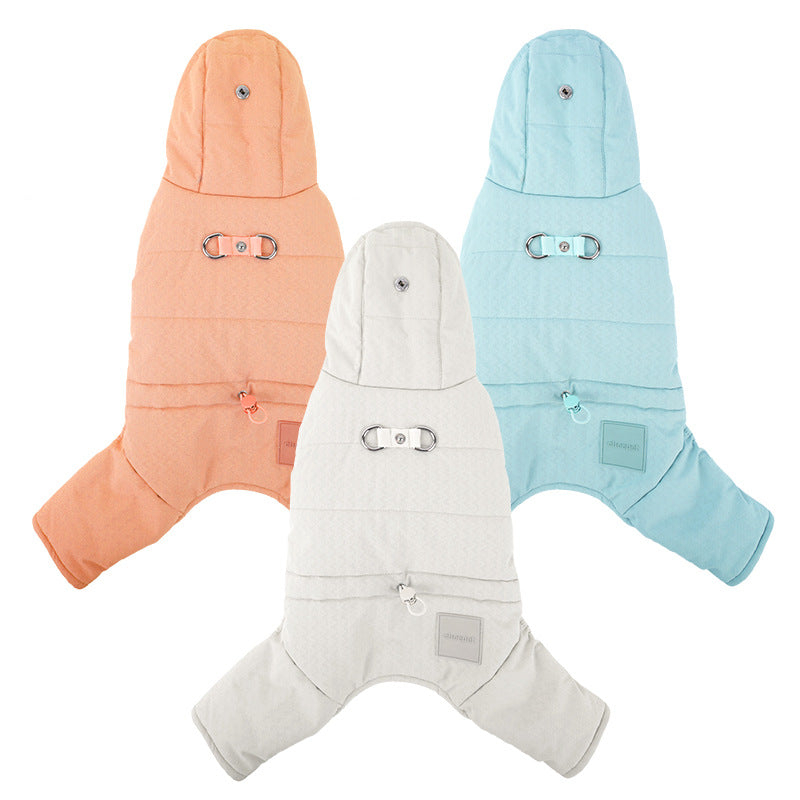 dog Clothes Fall Winter Four Leg Cotton Jacket Teddy Poodle Small Dogs Leash-friendly Thickened pet Clothes Wholesale