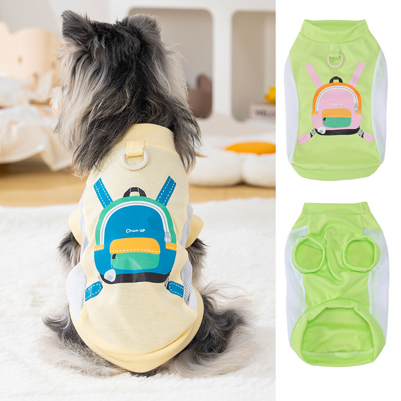 Pet clothes dog clothes cat pet clothing spring and summer new pet vest t-shirt 26 backpack printed t-shirt