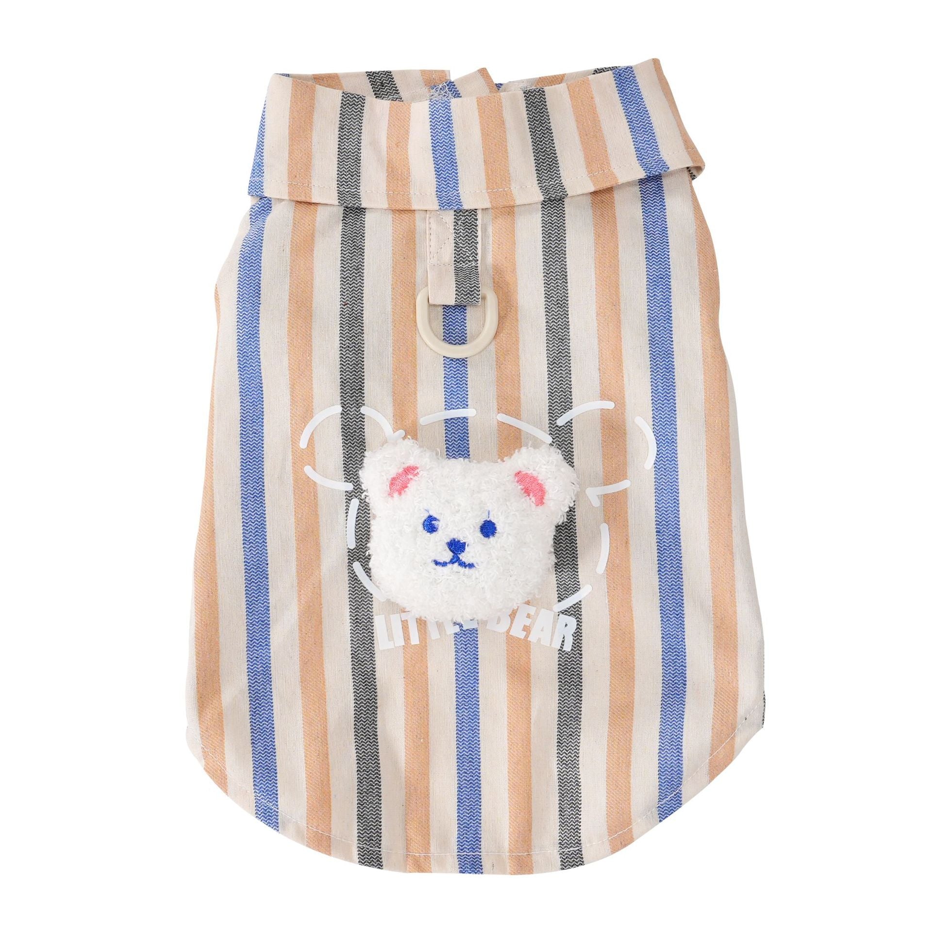 Pet clothes dog cat clothes breathable pet clothing spring and summer new pet 26 doll bear vertical stripe shirt
