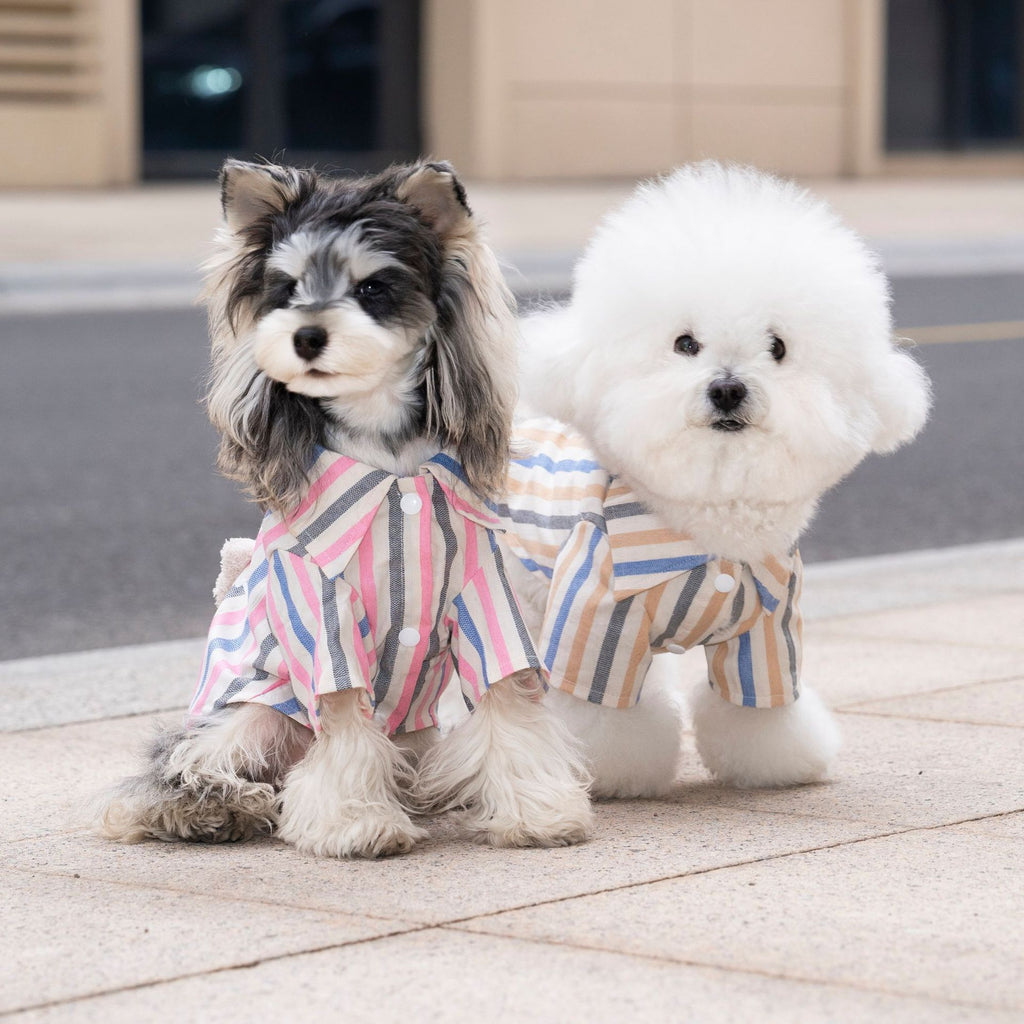 Pet clothes dog cat clothes breathable pet clothing spring and summer new pet 26 doll bear vertical stripe shirt