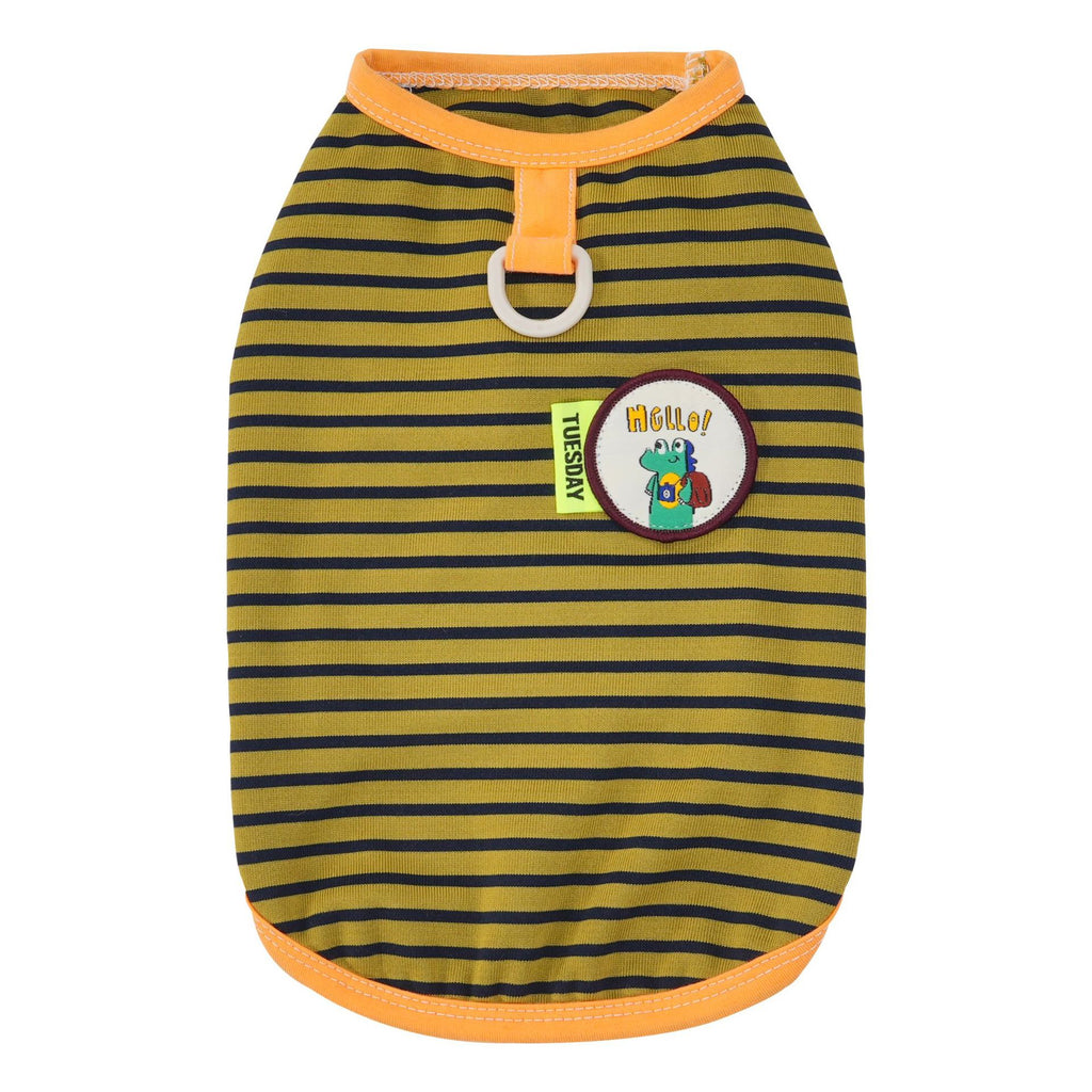 Pet clothes dog cat clothes pet apparel spring/summer new pet vest 26 dinosaur logo striped vest