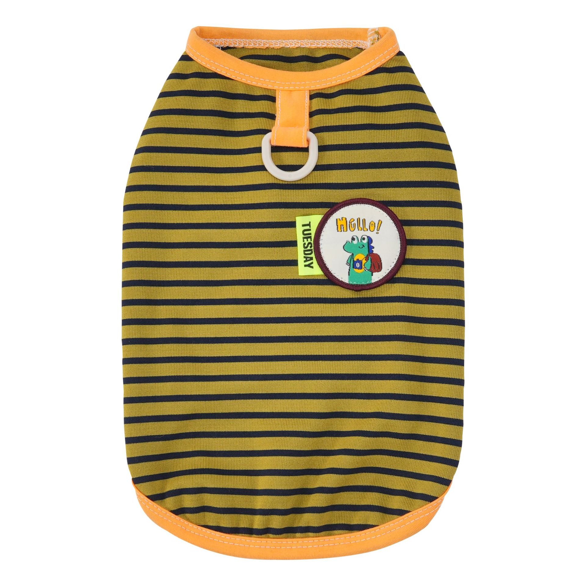 Pet clothes dog cat clothes pet apparel spring/summer new pet vest 26 dinosaur logo striped vest