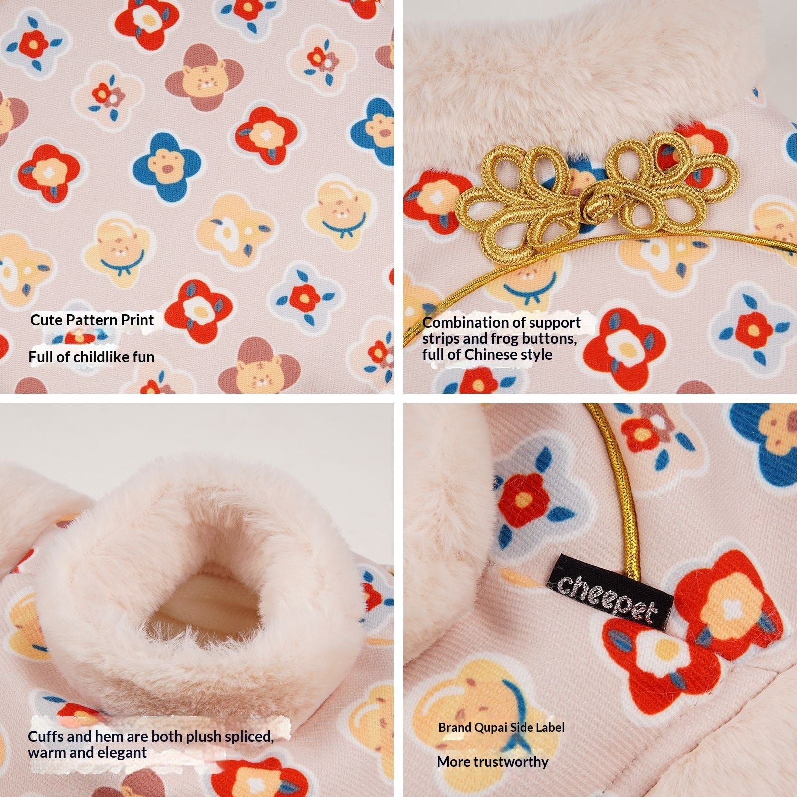 pet Winter Thickened Warm Clothing Medium dog Teddy Bichon dog Clothes
