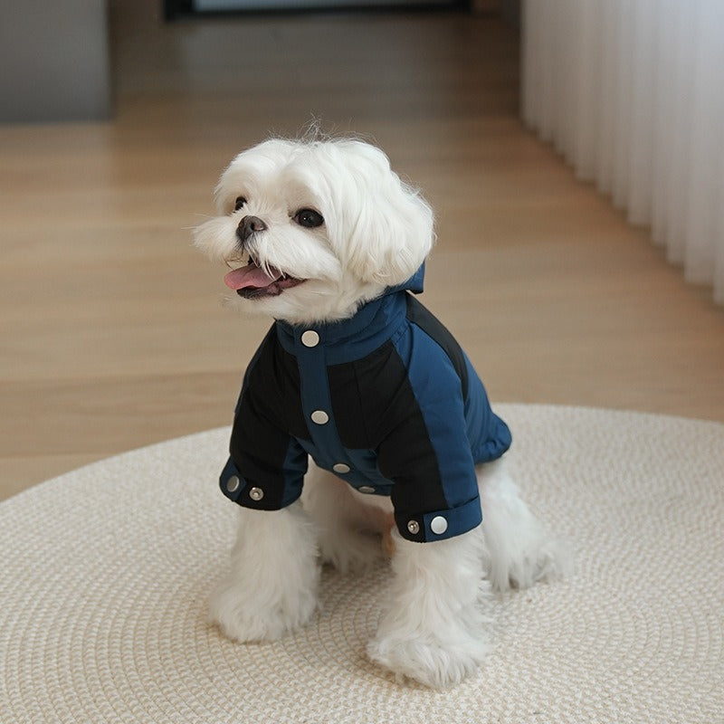 dog Clothes Fall Winter Warm Outdoor Windbreaker Schnauzer Teddy Hooded Leash-friendly pet Clothes Wholesale