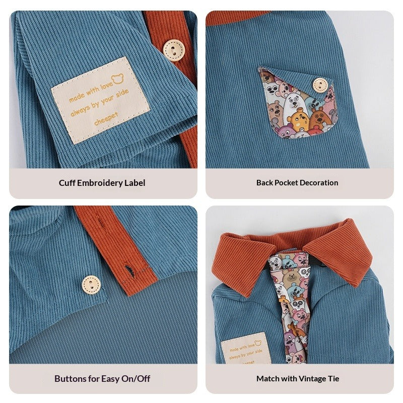 dog Clothes Small Dogs Fall Winter Shirt Lapel dog