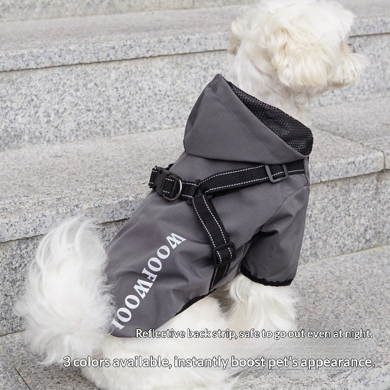 Cross Border Outdoor Harness Waterproof Raincoat Teddy Bichon Small Dogs Windbreaker