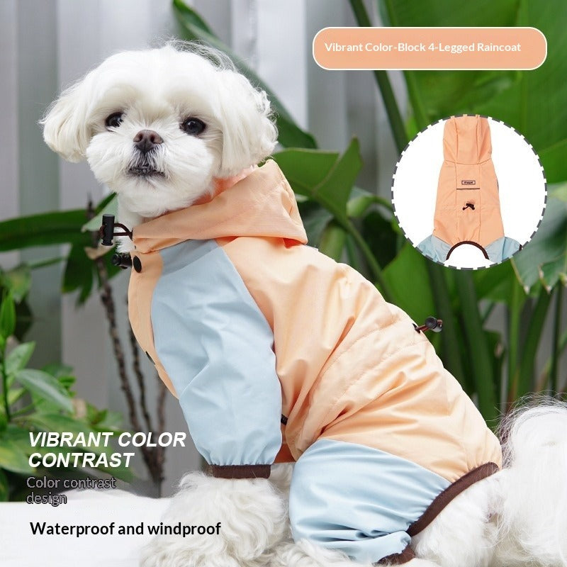 pet Raincoat Color Block Waterproof Small to Medium Dogs dog Clothes Hooded Raincoat Wholesale