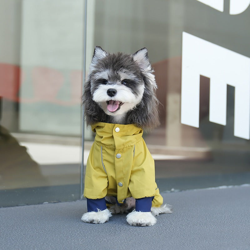 pet Four Season Raincoat Outdoor Windproof Color Block Four Leg Windbreaker Schnauzer dog Clothes Wholesale