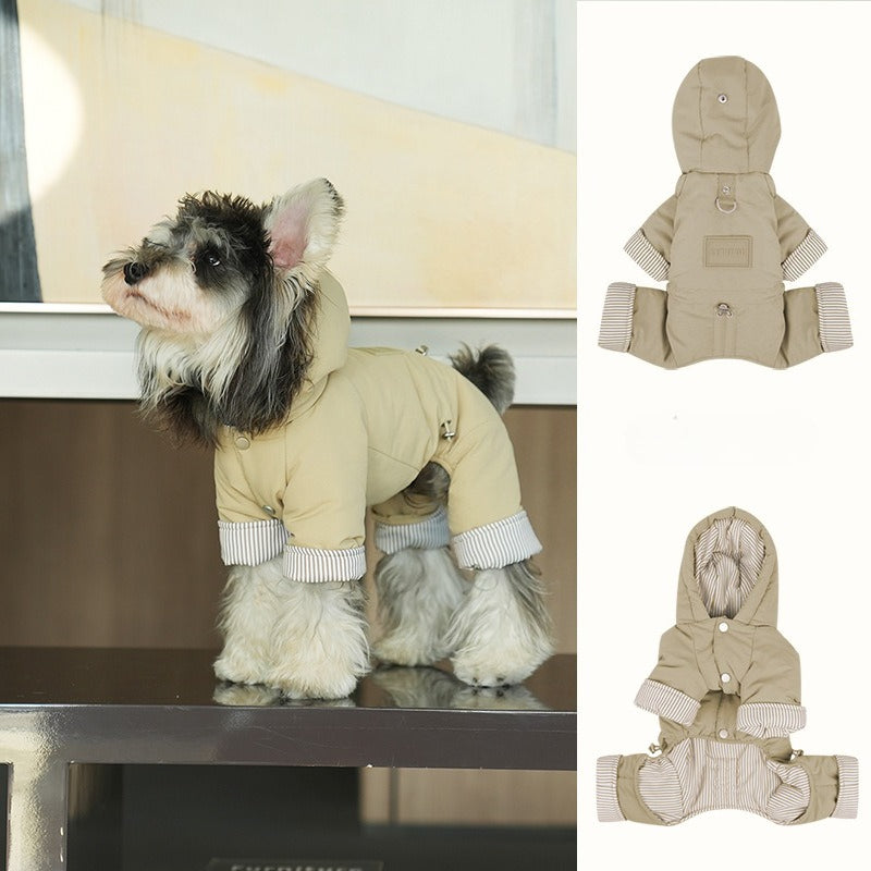 pet Cotton Jacket Winter Warm Small to Medium Dogs Hooded Windproof Waterproof Leash dog Clothes