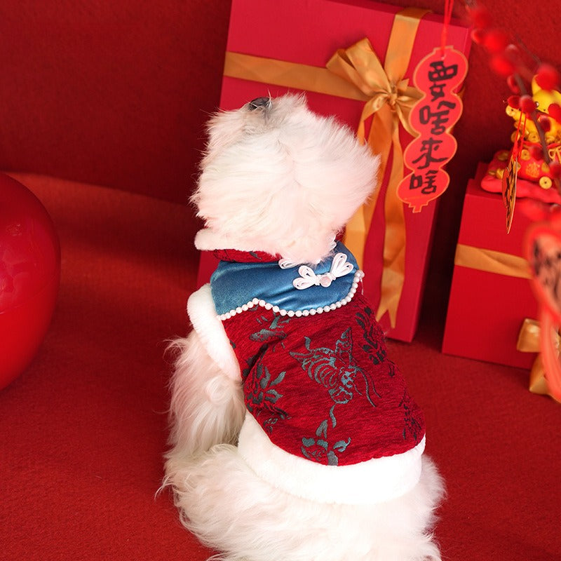 pet Cotton Jacket Fall Winter New Year Sleeveless Vest Warm Thickened