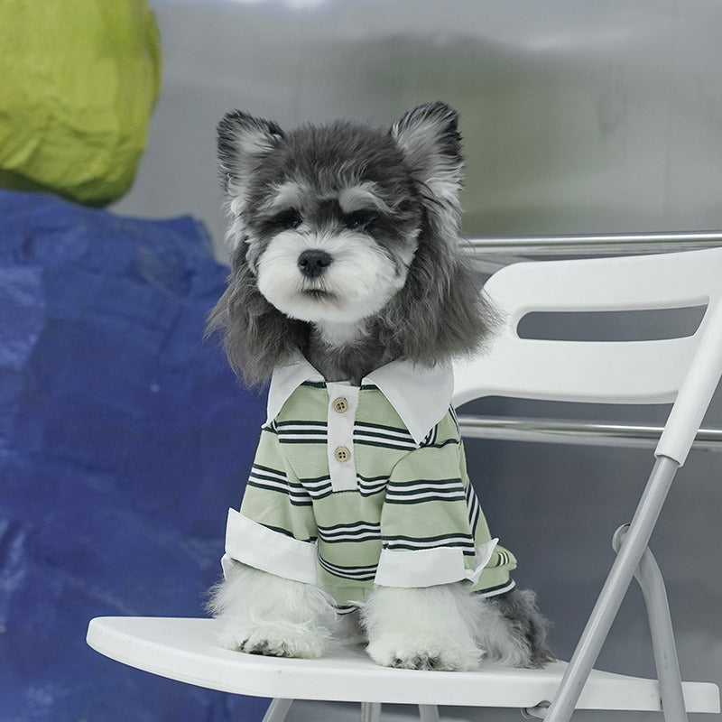 pet Four Season Striped Lapel Base Layer Poloschnauzer Corgi Fashion dog Clothes Wholesale