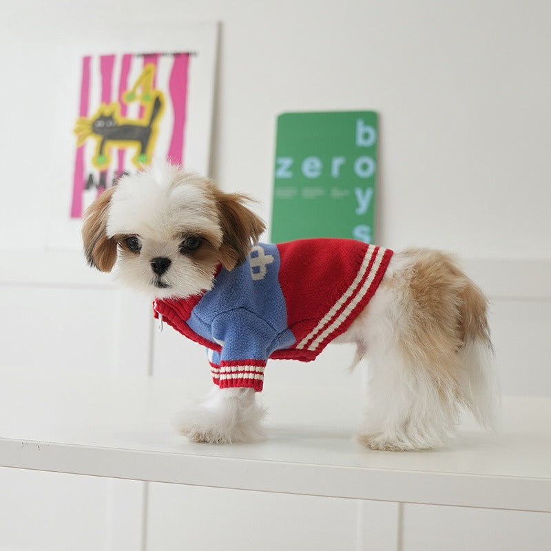 Autumn Winter Warm Zipper Knitwear Two-leg Small dog Sweater Factory