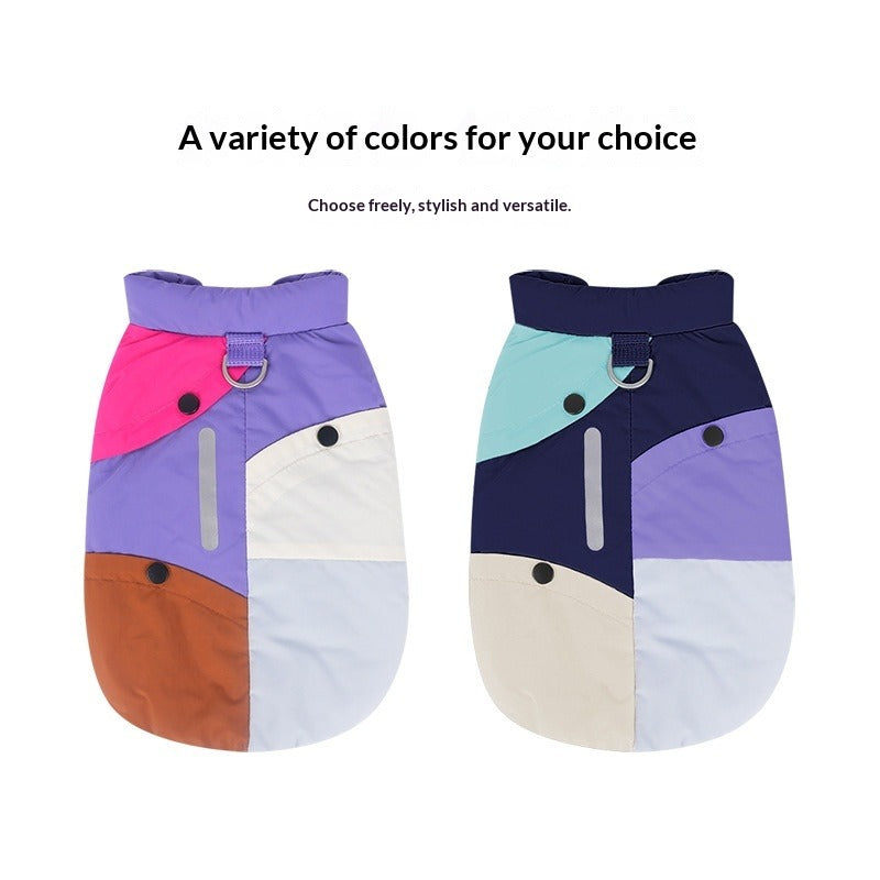 pet Color Block Vest dog Warm Small Dogs Teddy Bichon Thickened Windproof Outdoor Fall Winter Collection