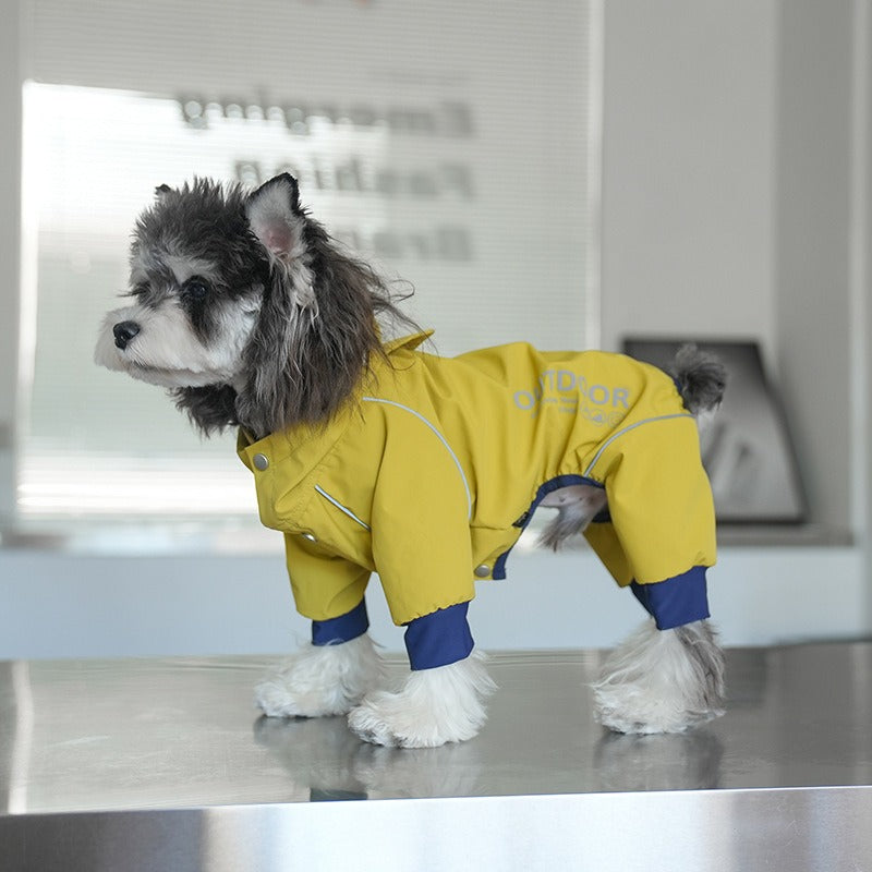 pet Four Season Raincoat Outdoor Windproof Color Block Four Leg Windbreaker Schnauzer dog Clothes Wholesale