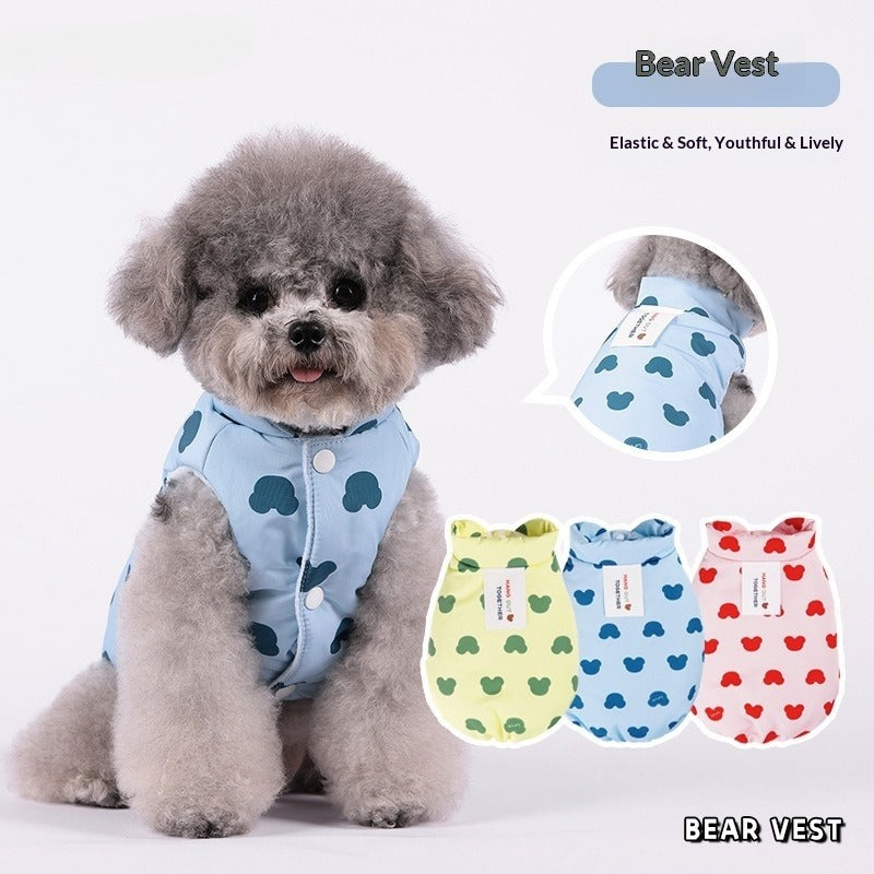 New dog Clothes Thickened Warm Teddy Corgi Windproof Vest Fall Winter Collection pet Cotton Jacket
