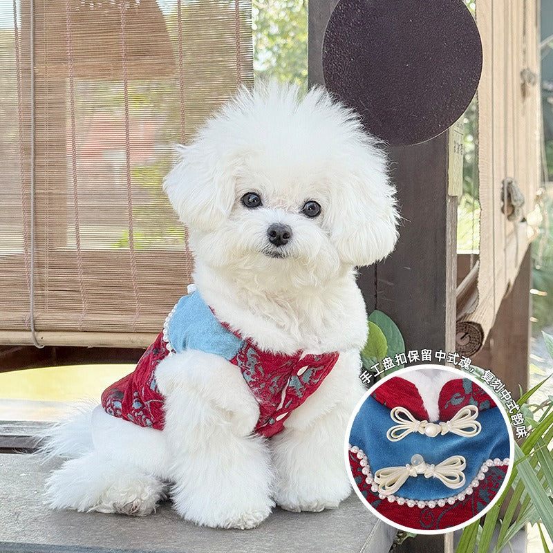 pet Cotton Jacket Fall Winter New Year Sleeveless Vest Warm Thickened