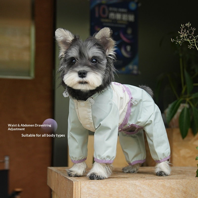 dog Spring Summer Raincoat Color Block Four Leg Walking Teddy Schnauzer Small to Medium Dogs Wholesale