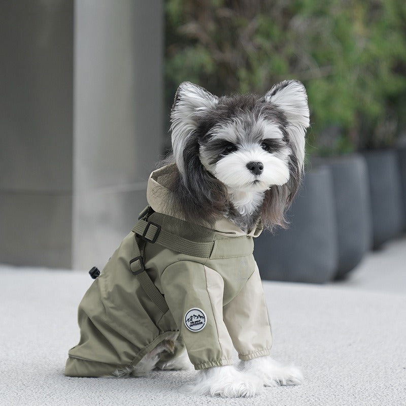 Cross Border pet Clothing dog Raincoat Leash-friendly Waterproof Outdoor Windbreaker