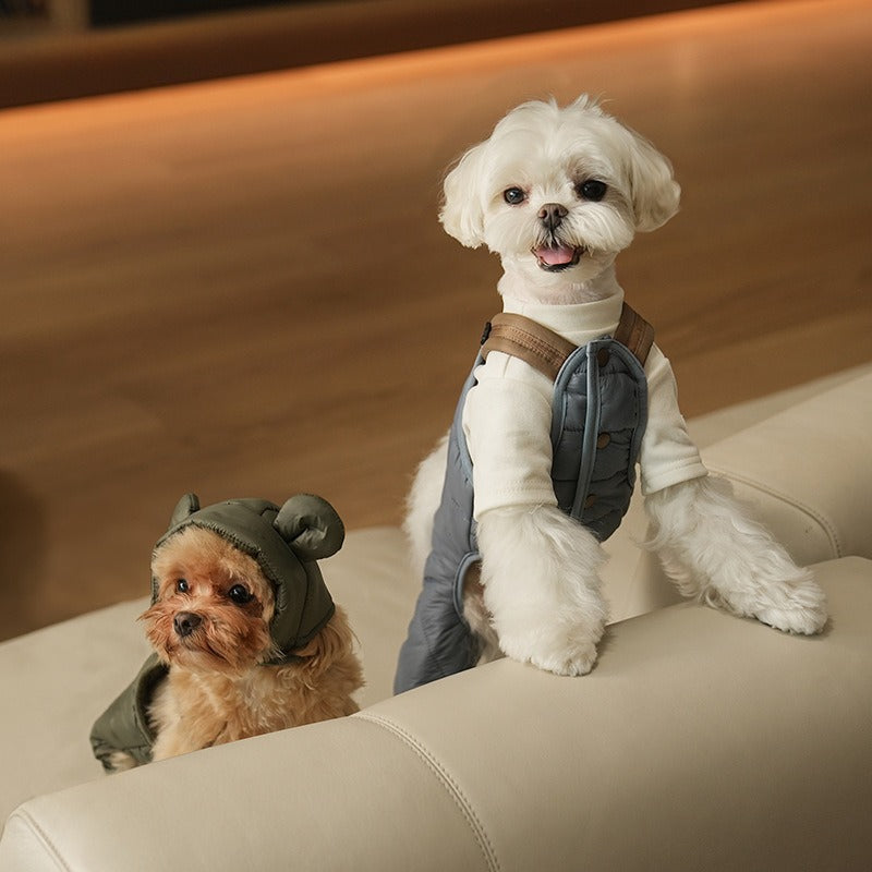 pet Clothing Fall Winter dog Maltese Teddy dog Leash-friendly One Piece Cotton Jacket Wholesale