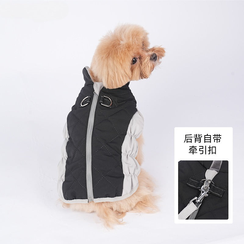 Cross Border Thickened pet Warm dog Cotton Jacket Waterproof Vest Sleeveless Leash-friendly