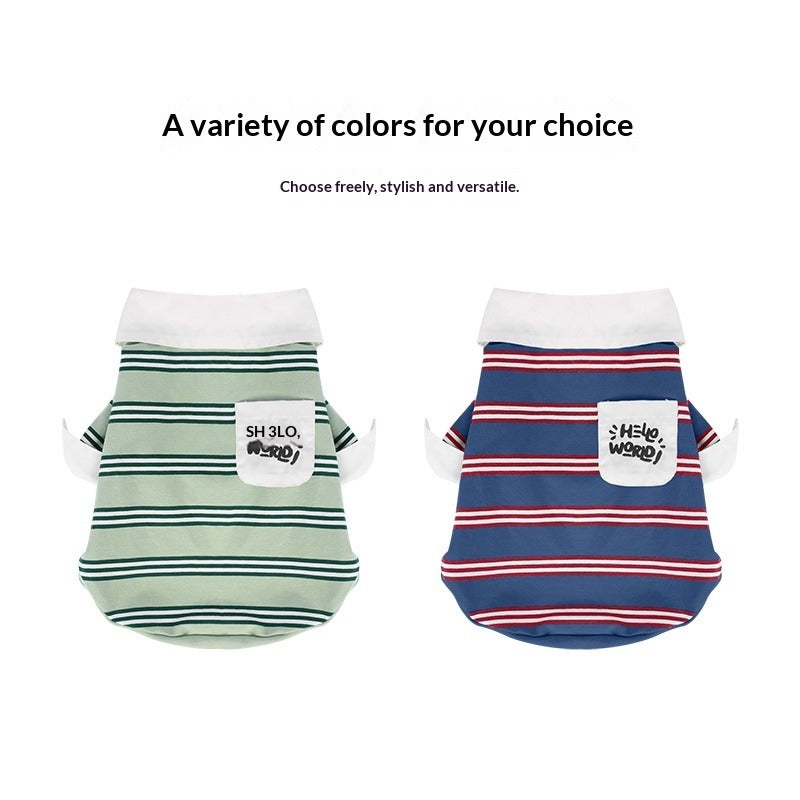 pet Four Season Striped Lapel Base Layer Poloschnauzer Corgi Fashion dog Clothes Wholesale