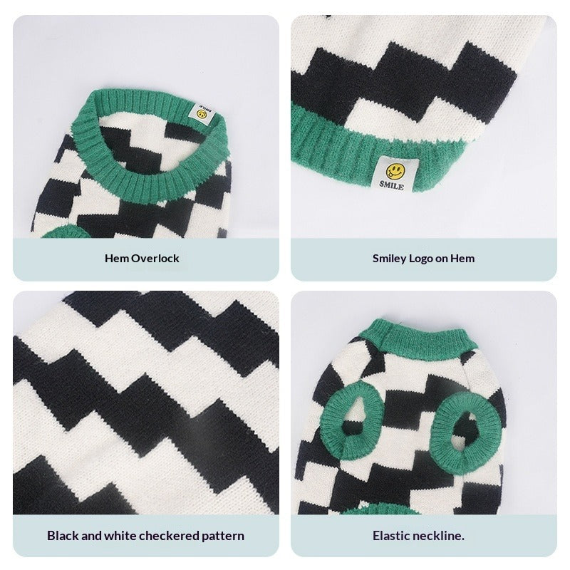 Fall Winter pet Clothing dog Sweater Plaid Warm Versatile Pomeranian Bichon