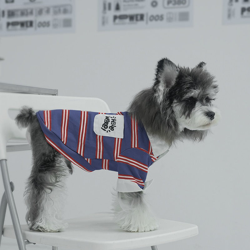 pet Four Season Striped Lapel Base Layer Poloschnauzer Corgi Fashion dog Clothes Wholesale