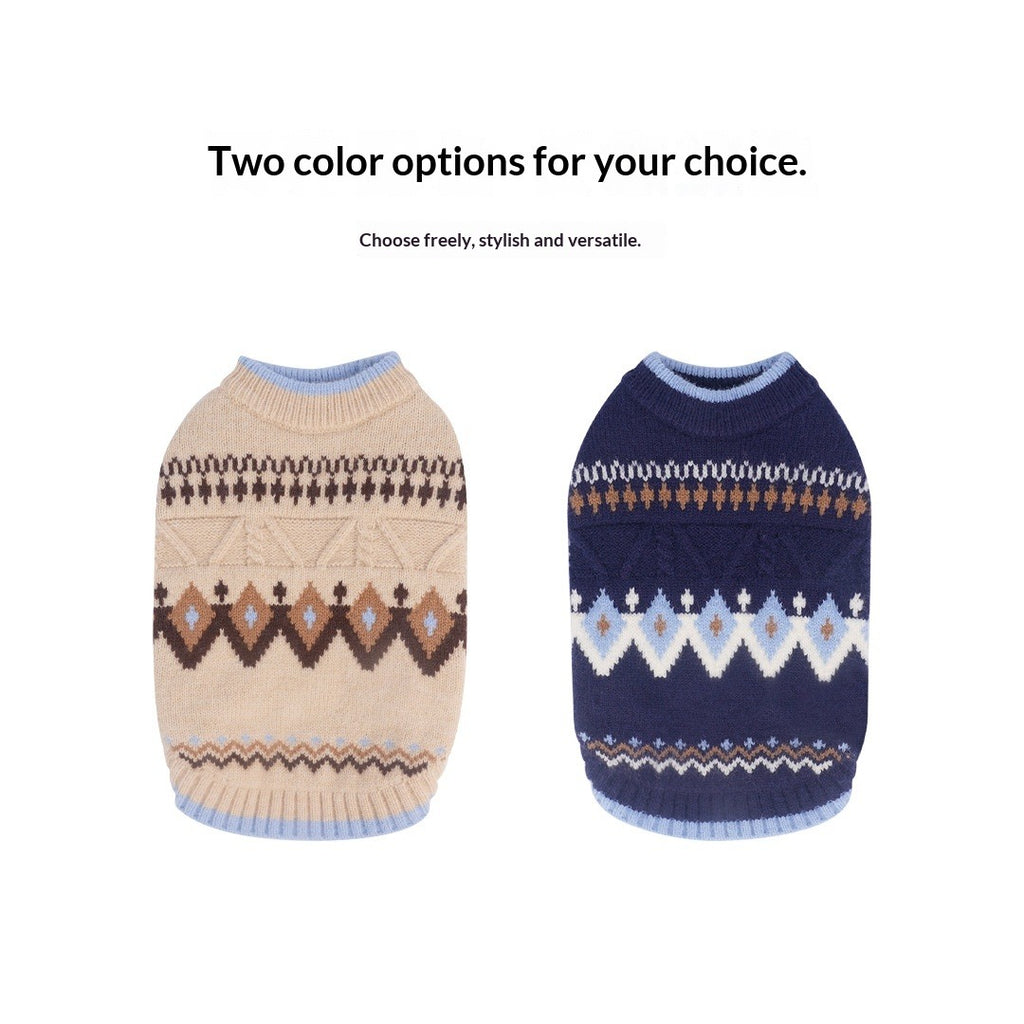 pet Fall Winter Warm Schnauzer Bichon Knitted Color Match Two Leg Sleeveless Sweater
