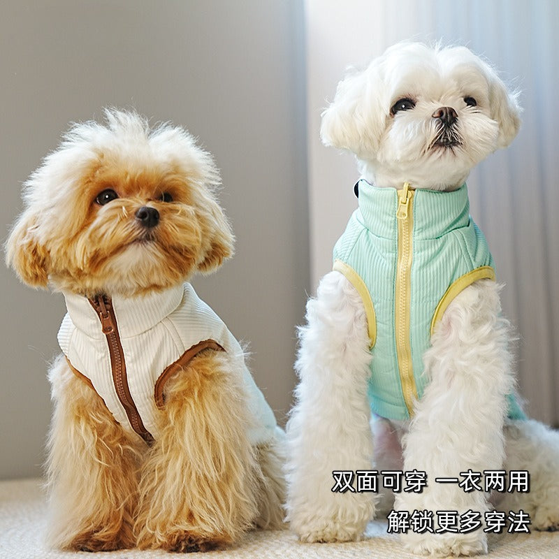 Fall Winter Warm Thickened Color Block pet Vest Teddy Bichon Pomeranian Small Dogs dog Clothes Wholesale