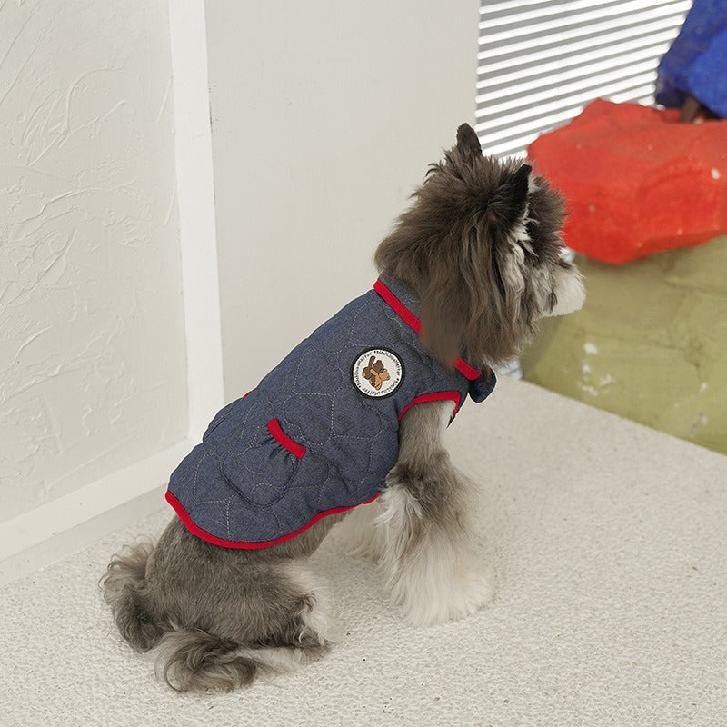 pet Fall Winter Cotton Jacket Schnauzer Bichon Korean Style Warm Sleeveless Vest Wholesale